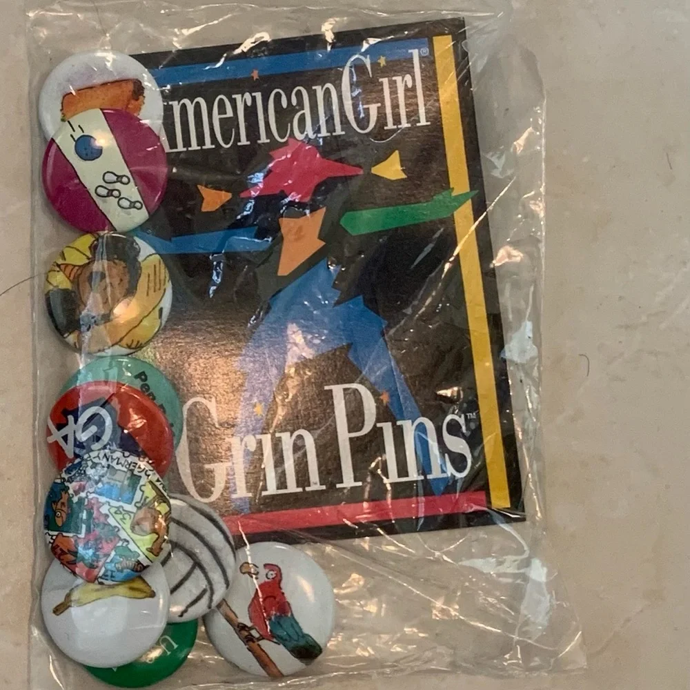 American Girl Grin Pins 1994 Sealed Bag 10 pin package collection Rare Find VTG - Picture 2 of 7